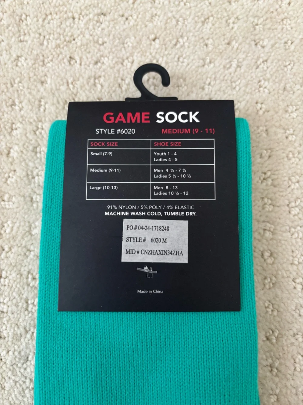 Youth Athletic Game Crew Socks Teal - Sports Baseball Soccer - Size Medium 9-11